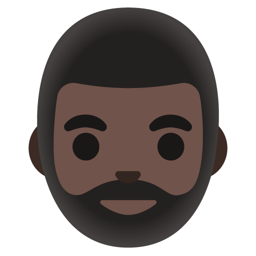 Google design of the man: dark skin tone beard emoji verson:Noto Color Emoji 15.0