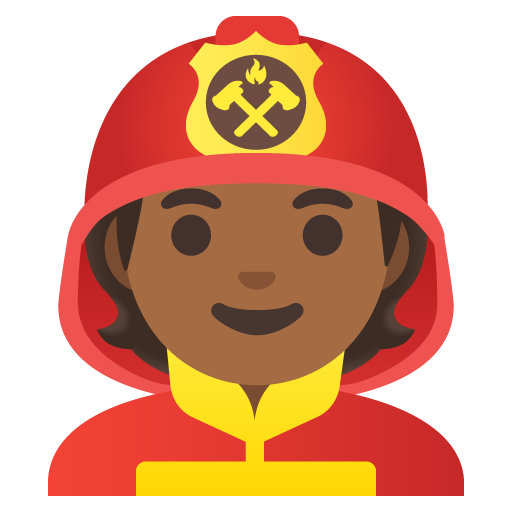Google design of the firefighter: medium-dark skin tone emoji verson:Noto Color Emoji 15.0