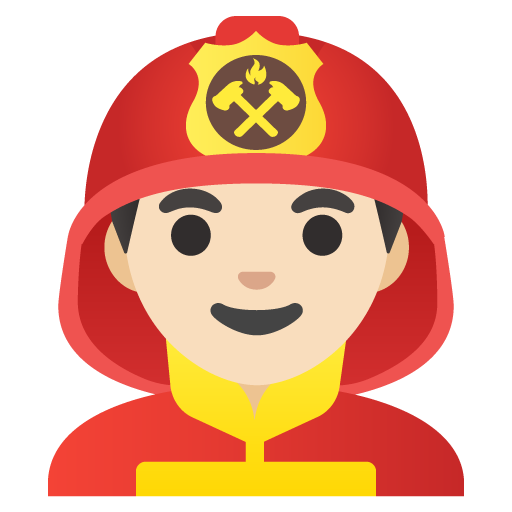 Google design of the man firefighter: light skin tone emoji verson:Noto Color Emoji 15.0
