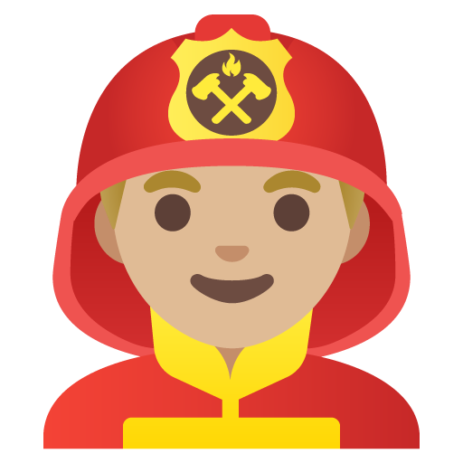 Google design of the man firefighter: medium-light skin tone emoji verson:Noto Color Emoji 15.0