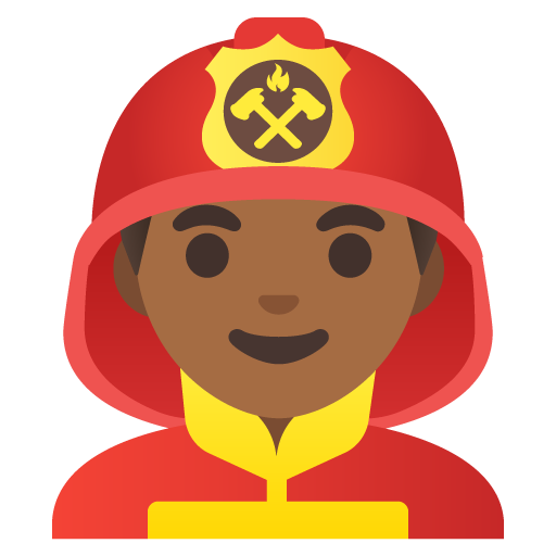 Google design of the man firefighter: medium-dark skin tone emoji verson:Noto Color Emoji 15.0