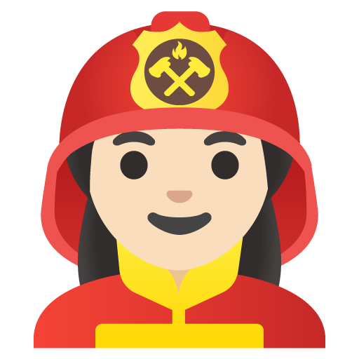 Google design of the woman firefighter: light skin tone emoji verson:Noto Color Emoji 15.0