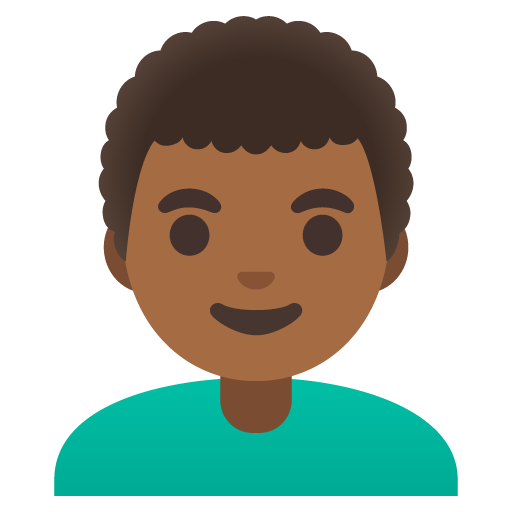 Google design of the man: medium-dark skin tone curly hair emoji verson:Noto Color Emoji 15.0
