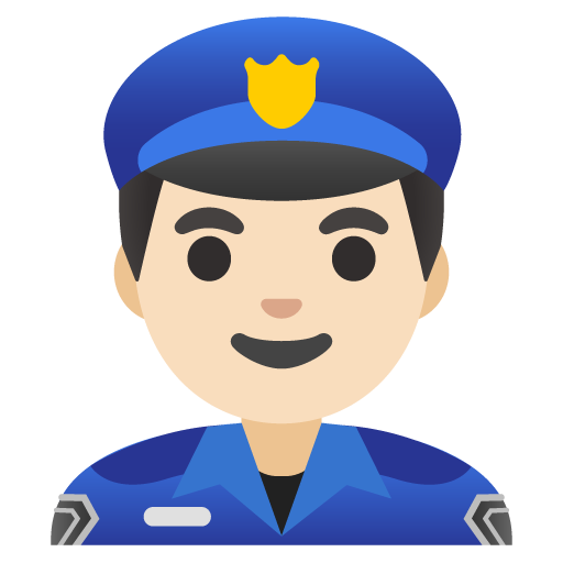 Google design of the man police officer: light skin tone emoji verson:Noto Color Emoji 15.0
