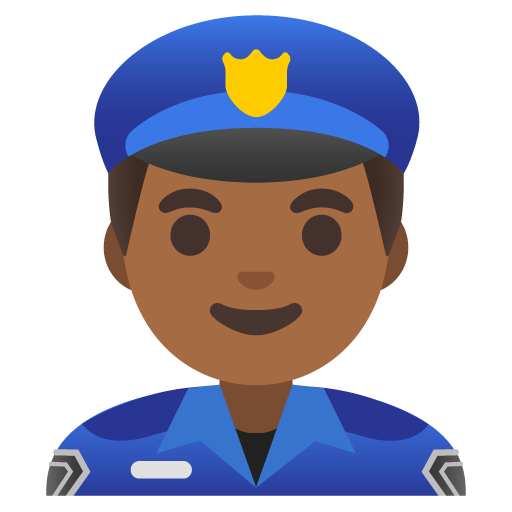 Google design of the man police officer: medium-dark skin tone emoji verson:Noto Color Emoji 15.0