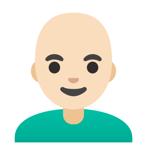 Google design of the man: light skin tone bald emoji verson:Noto Color Emoji 15.0