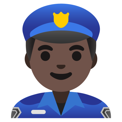 Google design of the man police officer: dark skin tone emoji verson:Noto Color Emoji 15.0