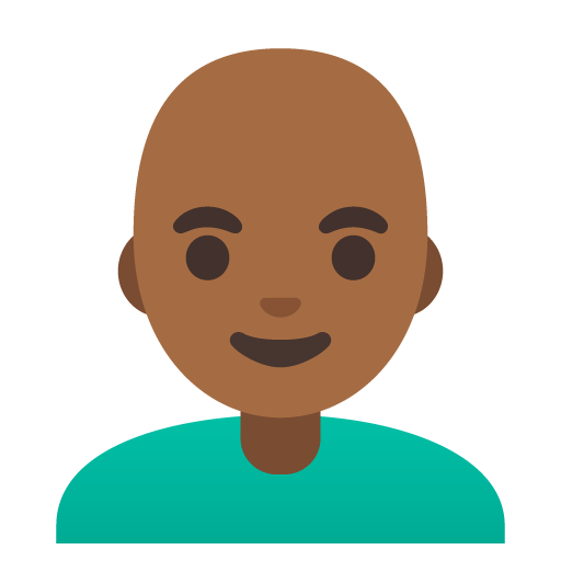 Google design of the man: medium-dark skin tone bald emoji verson:Noto Color Emoji 15.0