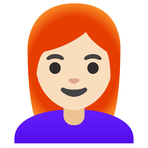 Google design of the woman: light skin tone red hair emoji verson:Noto Color Emoji 15.0