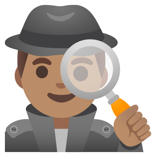 Google design of the man detective: medium skin tone emoji verson:Noto Color Emoji 15.0