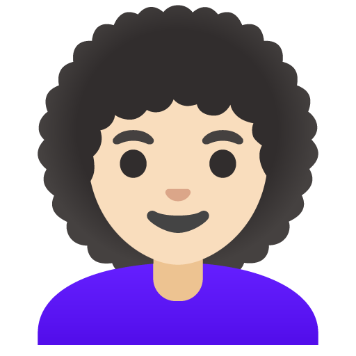 Google design of the woman: light skin tone curly hair emoji verson:Noto Color Emoji 15.0