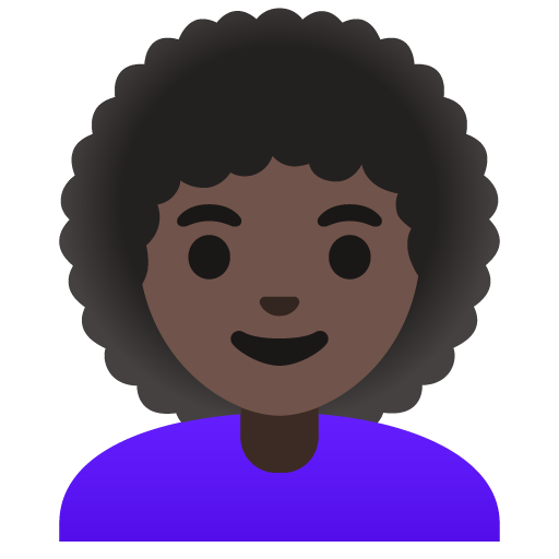 Google design of the woman: dark skin tone curly hair emoji verson:Noto Color Emoji 15.0