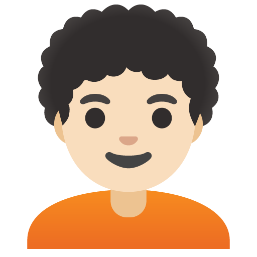Google design of the person: light skin tone curly hair emoji verson:Noto Color Emoji 15.0