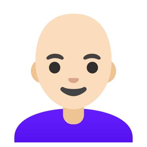Google design of the woman: light skin tone bald emoji verson:Noto Color Emoji 15.0