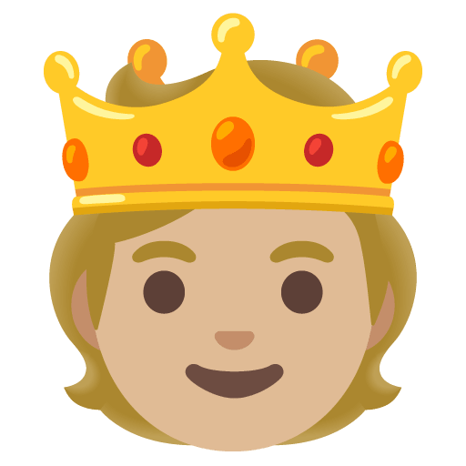 Google design of the person with crown: medium-light skin tone emoji verson:Noto Color Emoji 15.0