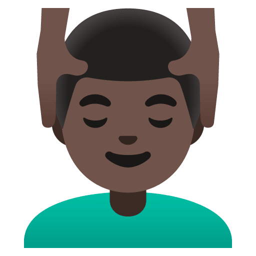 Google Google design of the man getting massage: dark skin tone emoji verson:Noto Color Emoji 15.0