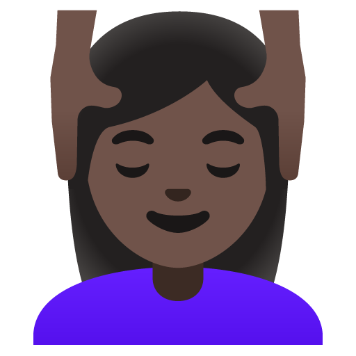 Google design of the woman getting massage: dark skin tone emoji verson:Noto Color Emoji 15.0