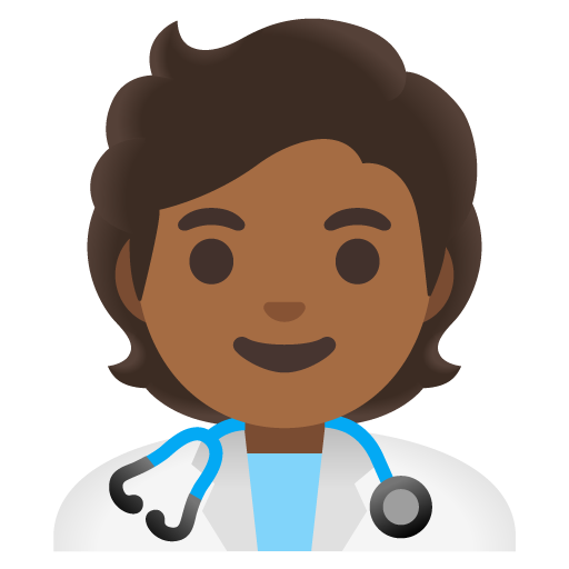 Google design of the health worker: medium-dark skin tone emoji verson:Noto Color Emoji 15.0