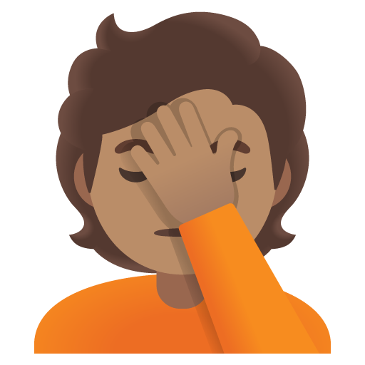 Google design of the person facepalming: medium skin tone emoji verson:Noto Color Emoji 15.0