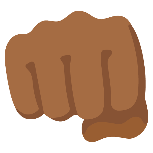 Google design of the oncoming fist: medium-dark skin tone emoji verson:Noto Color Emoji 15.0