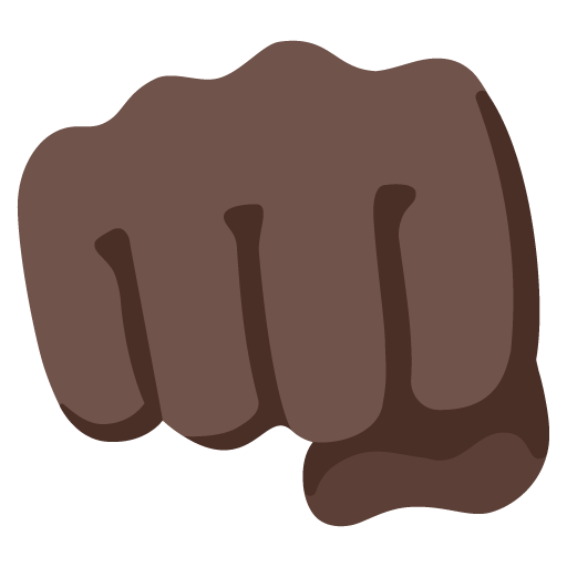 Google design of the oncoming fist: dark skin tone emoji verson:Noto Color Emoji 15.0