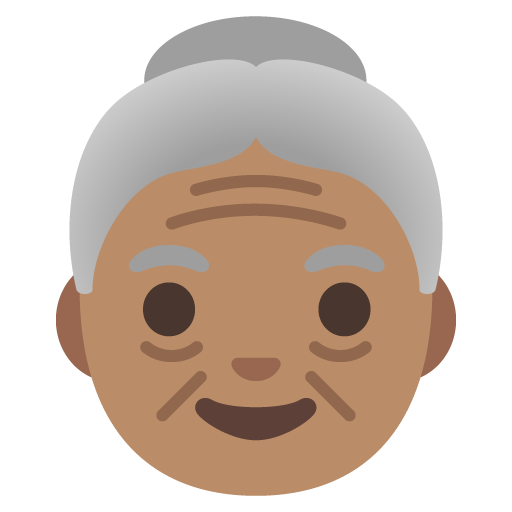 Google design of the old woman: medium skin tone emoji verson:Noto Color Emoji 15.0