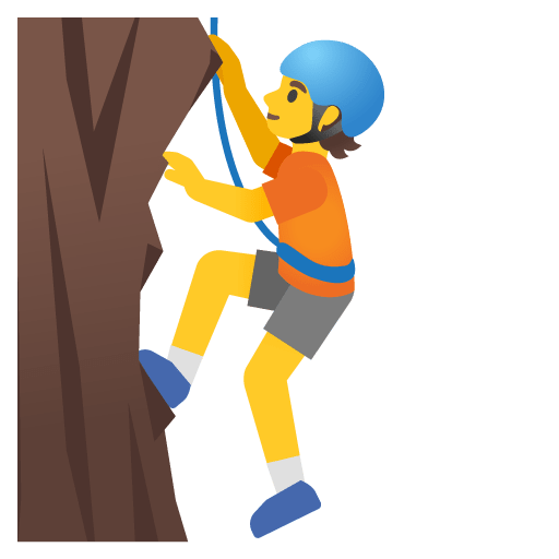 Google design of the person climbing emoji verson:Noto Color Emoji 15.0