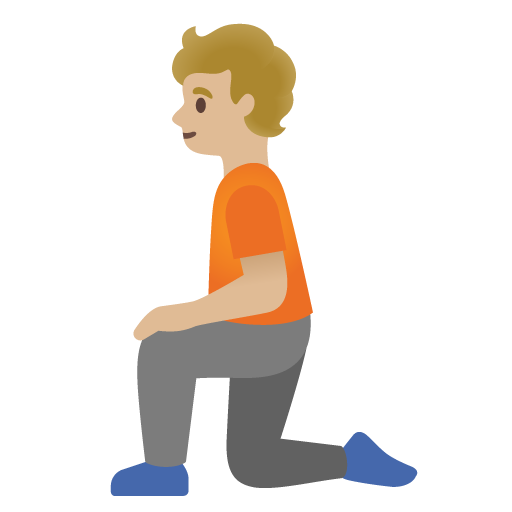 Google design of the person kneeling: medium-light skin tone emoji verson:Noto Color Emoji 15.0