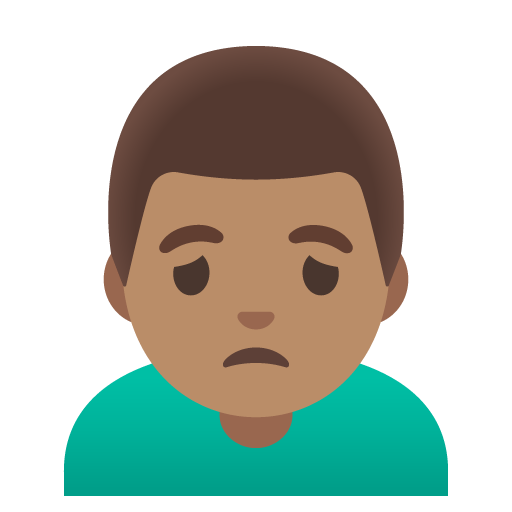 Google design of the man frowning: medium skin tone emoji verson:Noto Color Emoji 15.0