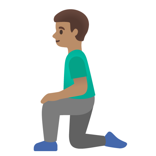 Google design of the man kneeling: medium skin tone emoji verson:Noto Color Emoji 15.0