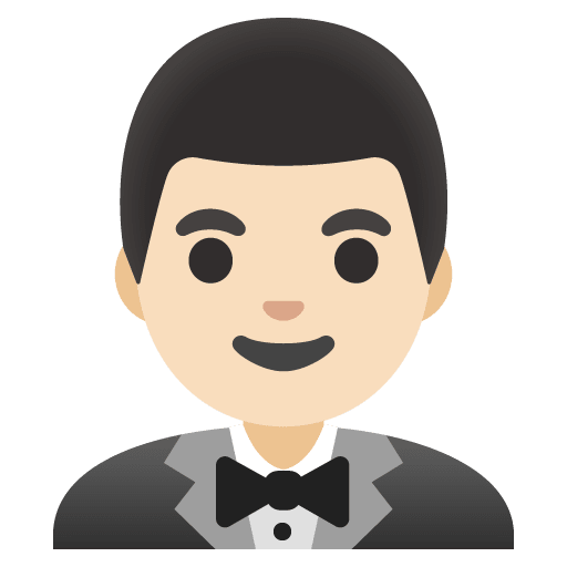 Google design of the man in tuxedo: light skin tone emoji verson:Noto Color Emoji 15.0
