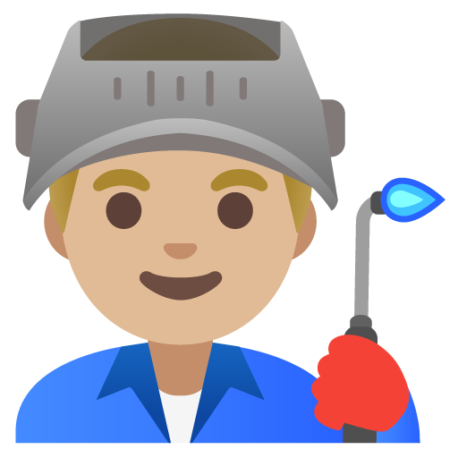 Google design of the man factory worker: medium-light skin tone emoji verson:Noto Color Emoji 15.0