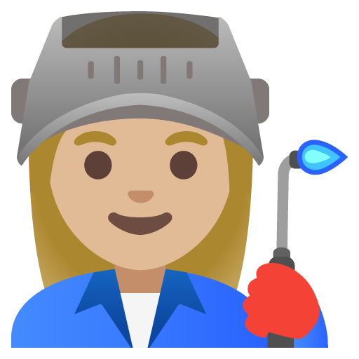 Google design of the woman factory worker: medium-light skin tone emoji verson:Noto Color Emoji 15.0