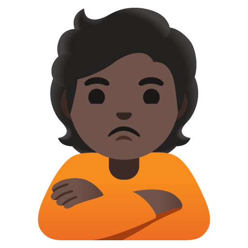 Google design of the person pouting: dark skin tone emoji verson:Noto Color Emoji 15.0