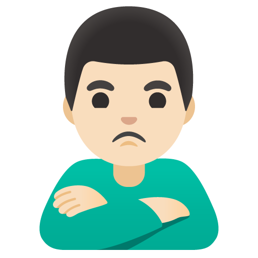 Google design of the man pouting: light skin tone emoji verson:Noto Color Emoji 15.0