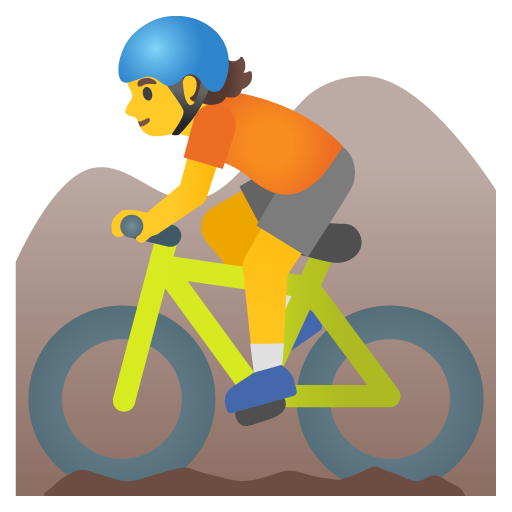 Google design of the person mountain biking emoji verson:Noto Color Emoji 15.0