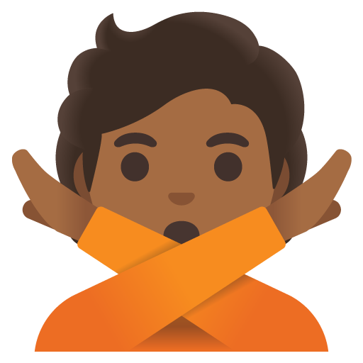 Google design of the person gesturing NO: medium-dark skin tone emoji verson:Noto Color Emoji 15.0