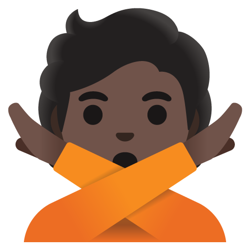 Google design of the person gesturing NO: dark skin tone emoji verson:Noto Color Emoji 15.0