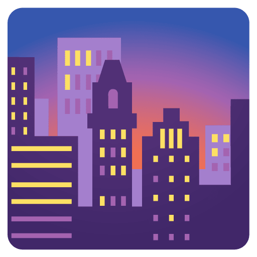 Google design of the cityscape at dusk emoji verson:Noto Color Emoji 15.0