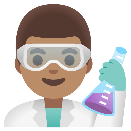 Google design of the man scientist: medium skin tone emoji verson:Noto Color Emoji 15.0