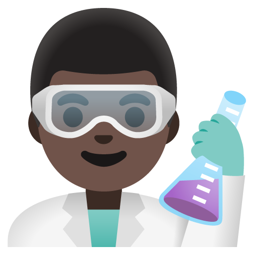 Google design of the man scientist: dark skin tone emoji verson:Noto Color Emoji 15.0