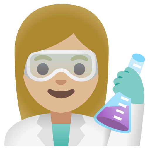 Google design of the woman scientist: medium-light skin tone emoji verson:Noto Color Emoji 15.0