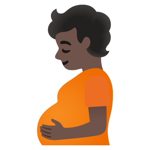 Google design of the pregnant person: dark skin tone emoji verson:Noto Color Emoji 15.0