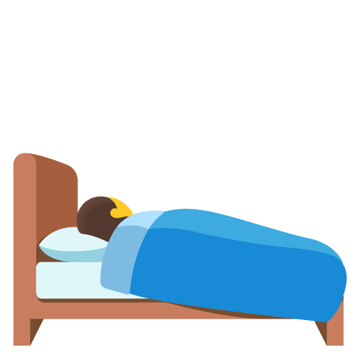 Google design of the person in bed emoji verson:Noto Color Emoji 15.0