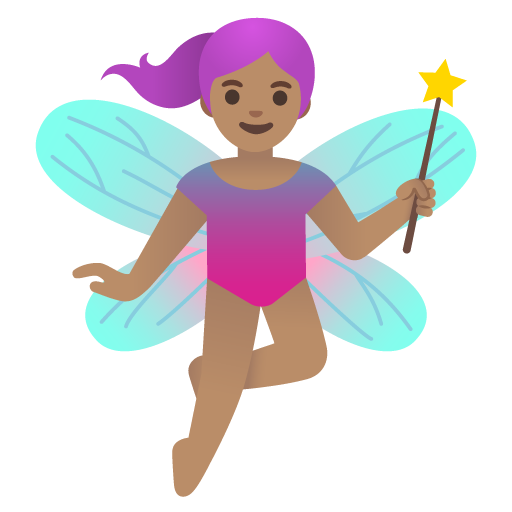 Google design of the woman fairy: medium skin tone emoji verson:Noto Color Emoji 15.0