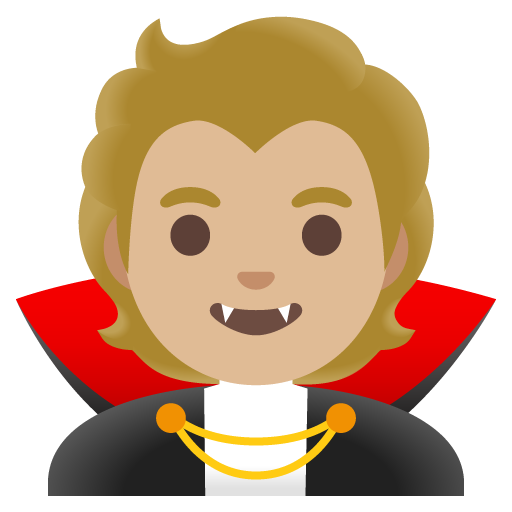 Google design of the vampire: medium-light skin tone emoji verson:Noto Color Emoji 15.0