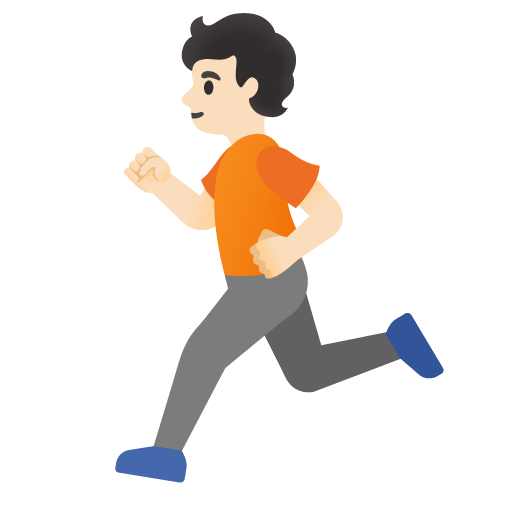 Google design of the person running: light skin tone emoji verson:Noto Color Emoji 15.0