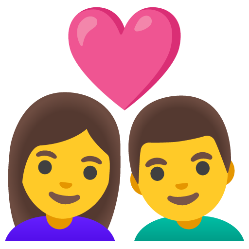 Google design of the couple with heart: woman man emoji verson:Noto Color Emoji 15.0