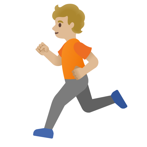 Google design of the person running: medium-light skin tone emoji verson:Noto Color Emoji 15.0