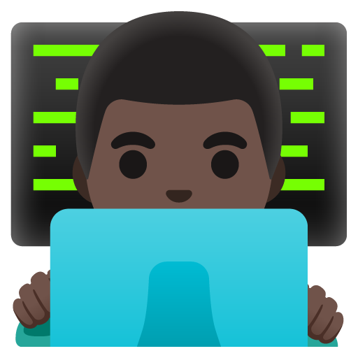 Google design of the man technologist: dark skin tone emoji verson:Noto Color Emoji 15.0
